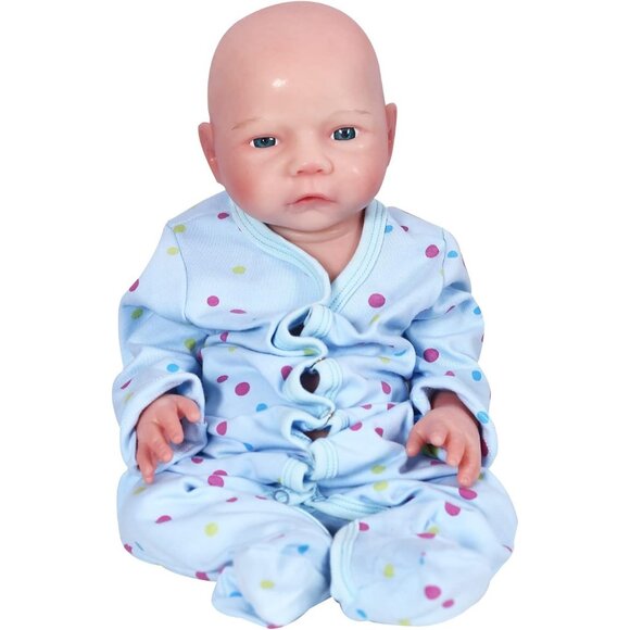 🆕18 inch Full Body Platinum Silicone Bald Baby Dolls Opened Eyes Newborn Boy - Picture 3 of 8